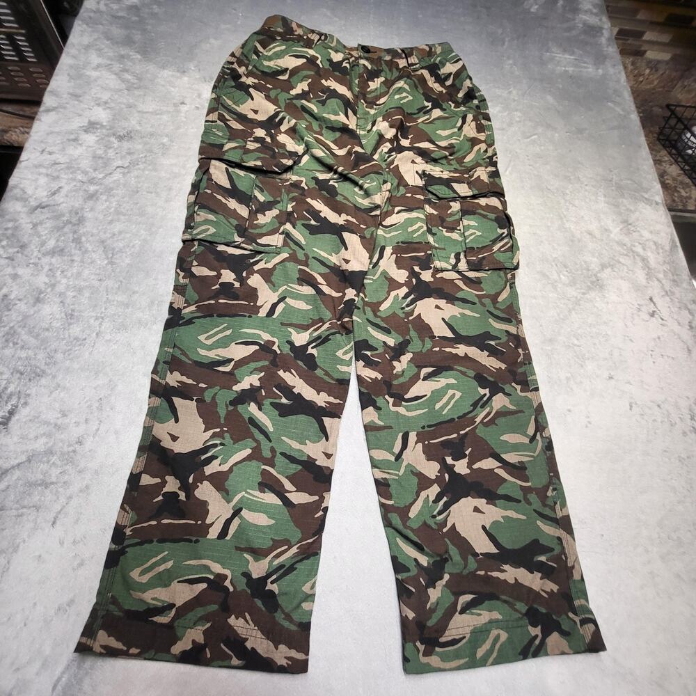 Possi Atti Pants Mens 34 Green Cargo Camouflage Canvas Cotton Polyester Ripstop